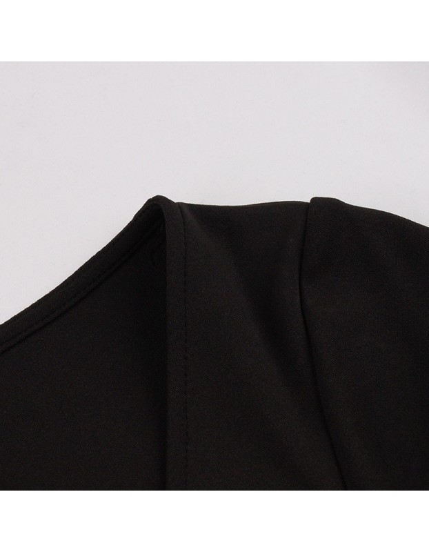 Fashion V-neck Dress Waist Short-Sleeved Folk Dance Swing Mid-Length Dress 5098