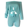 Solid Cotton T Shirts And Shorts Women Two Piece Set M9163