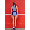 Ladies sexy retro printing zipper bikini V collar one-piece swimsuits