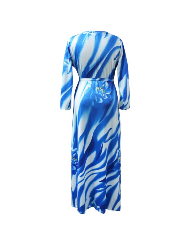 Big Size Summer Long Maxi Dress Print Beach Dress M8428