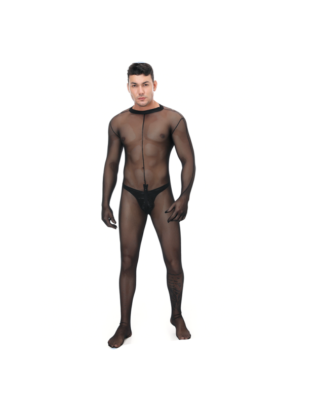 Net Yarn Sexy Men's Underwear Jumpsuit See Through Mesh Bodysuit Costume N995
