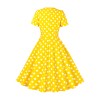 Hepburn Style Round Neck Bow Lace Up Polka Dot Retro Swing Dress Woman 5157