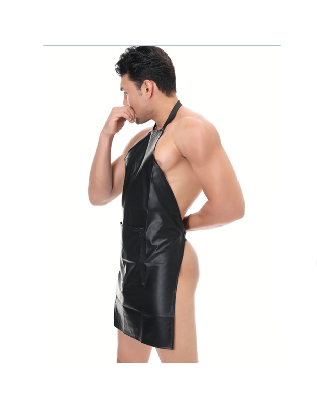 Men Sexy Leather Apron Sling Open Crotch Skirt Nightclub Stage Dress Costume N978