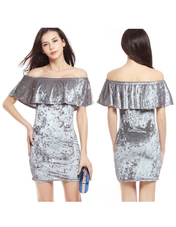 Sexy off shoulder velvet dress M8207