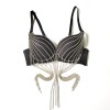 Rhinestone Suspender Tassel Vest Scrub Top Nightclub Stage Style Bra KN8373