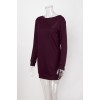 Women Long Sleeve Backless V Neck Lace Patchwork Sweater Dress M30413
