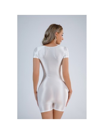 Sexy Large Size Shiny Silky Front File Seamless Shorts Jumpsuit Tight XX9026