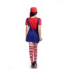 Mario Dress Cosplay Costume for adult with hat and stockings M40258