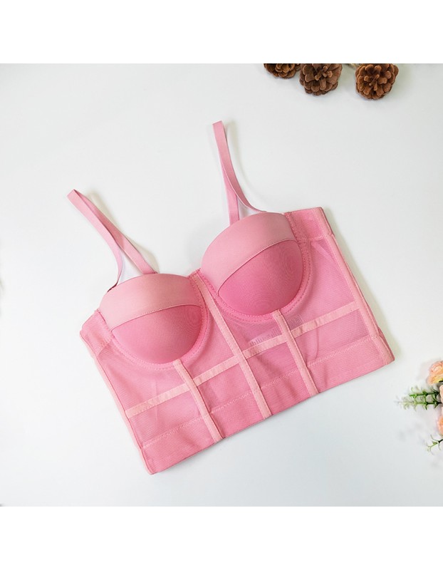 Sports Bra Mesh Yarn Underwire Fishbone Suspender Breathable Underwear KN8594