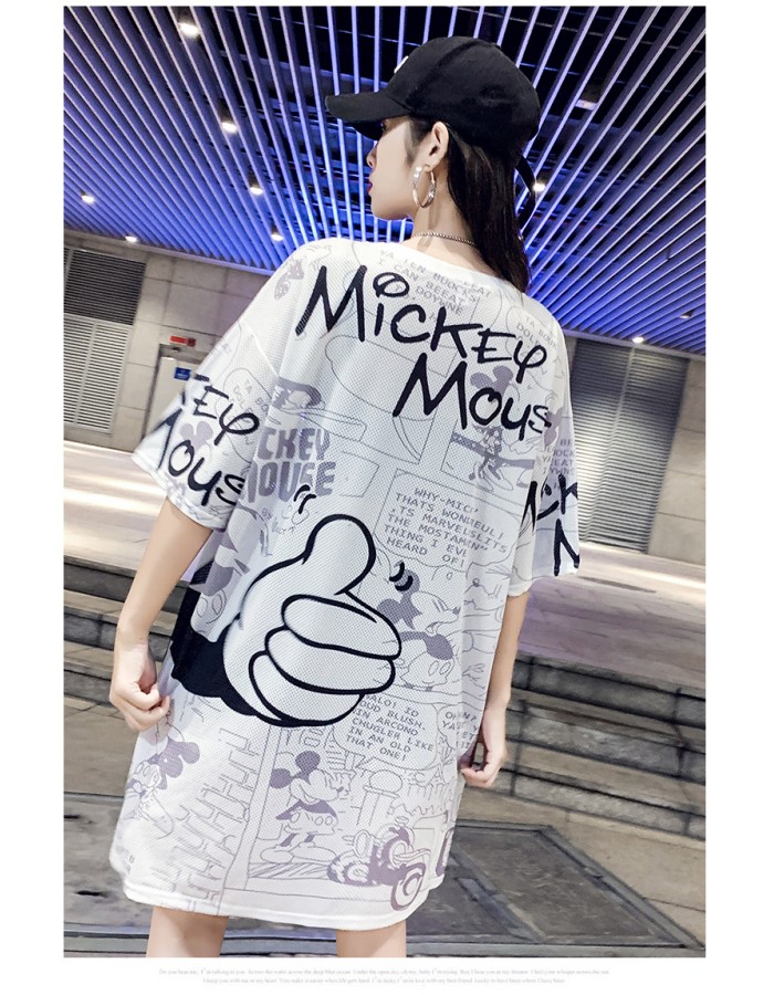 Cartoon Design Mickey Mouse Women T shirt Dress M8371