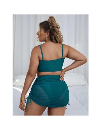 Sexy Fat Women Three Piece Plus Size Bikini Bathing Suit Beachwear Swimwear 495