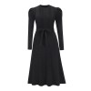 Mid-Length Wool Knit Puff Sleeve Casual High Waisted Loose Fall Dresses LQ163