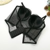 Black Polka Dot Corset Sexy Women Mesh Gauze Perspective Wipe Chest KN8055