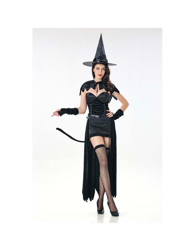 Witch Snake Woman Costumes Black Party Ghost Bride Costume Cosplay MS40542