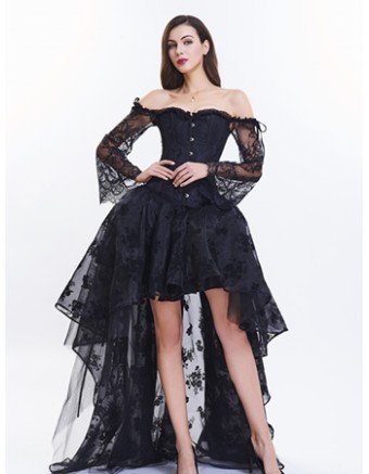 Lace long-sleeved corset gauze skirt suit M40450