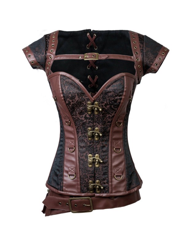 Brown Steampunk Steel Boned Corsets & Jacket M1422