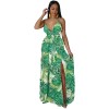 European And American Fashion Women's Print Halter Long Dress 9400
