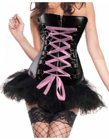 women black leather corset with tutu skirt m1210A