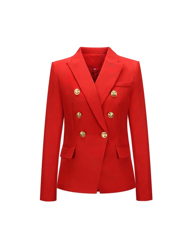 Short Suit Jacket Double Breasted Top Coat Solid Color Women Blazer H2013