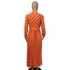 Sexy Women's V-neck Long Sleeve Exquisite Printed Pleated Dress YM8632