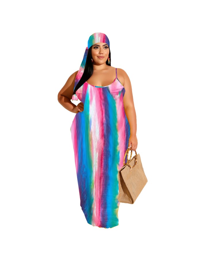 Plus Size Women's Casual Printed Sling Dress Fashion Dress M8622