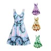 Women Casual Print Gown With Big Swing V-neck Dress Plus Size Dress 5155