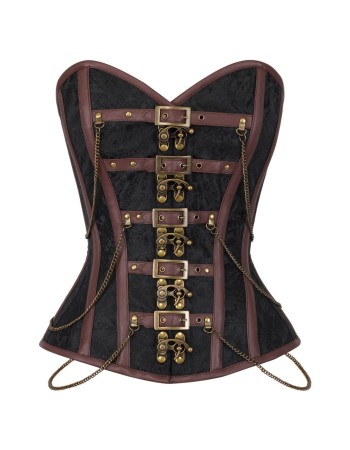 Brown Deluxe Chaining Steel Boned Corset m1384
