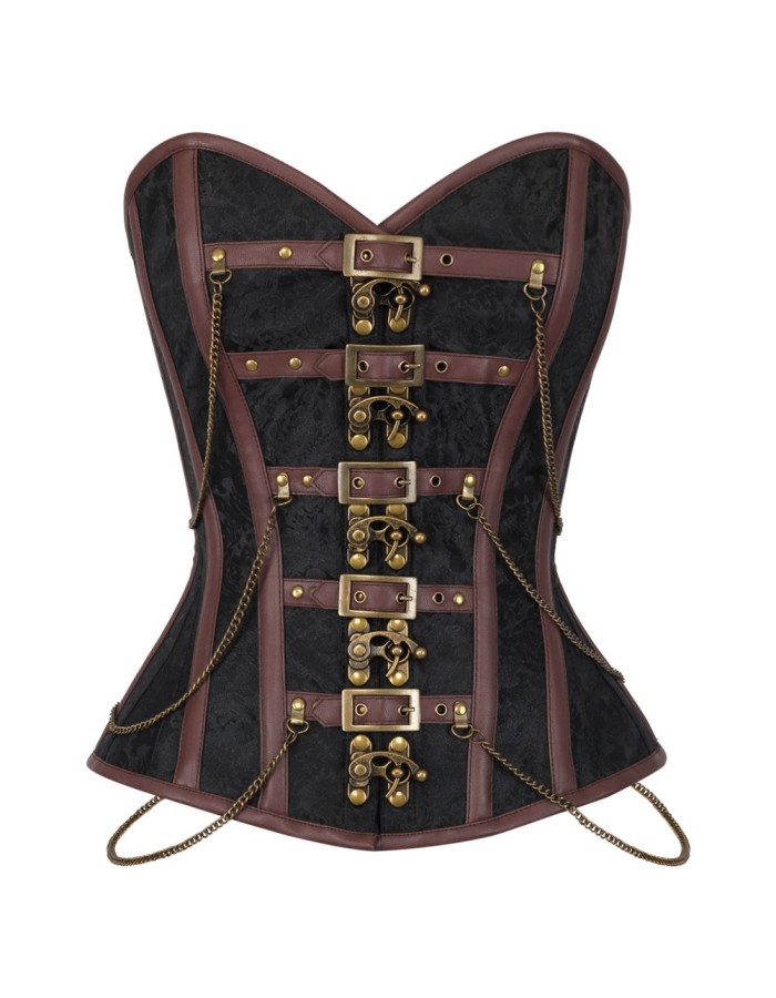 Brown Deluxe Chaining Steel Boned Corset m1384