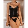 Sexy Lingerie Women's Patent Leather Zipper Vest Sex Suit Wholesale YSF2004