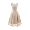 Round Collar Sleeveless Tulle Midlength Party Evening Print Formal Dress CD1607