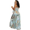 Sexy Women Print Strapless Midriff Two Piece Wide Leg Pants Set 9426
