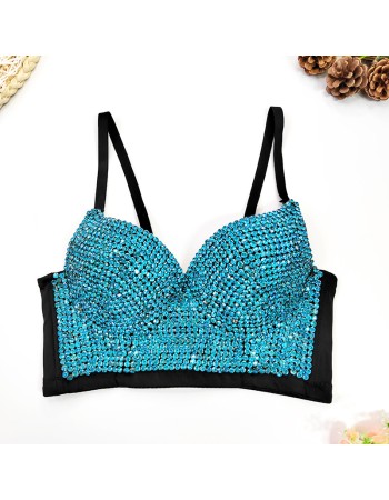 Body Shaping Wipe Chest Performance Sexy Crop Wrap Chest Nail Bead Top 8900