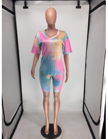 Tie Dye Printed 2 Piece Set Women Casual Outfits M8555