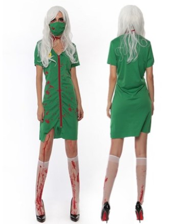 Halloween Green Zombie Nurse Costume M40228