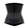 Black Smooth Latex Hook Eye 4 Steel Boned Waist Training Corset  M1303U