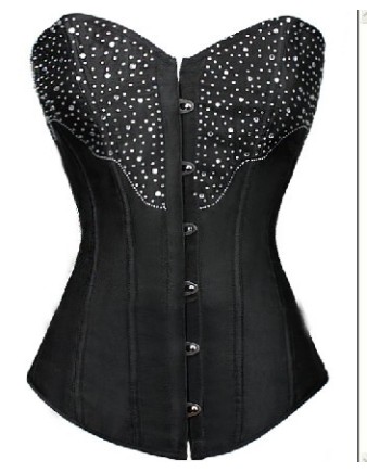sexy black satin corset M1787
