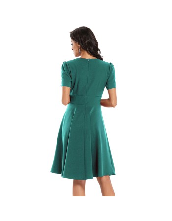 Waist Satin Women Short Sleeve Clothing Retro Formal Dresses CD1760