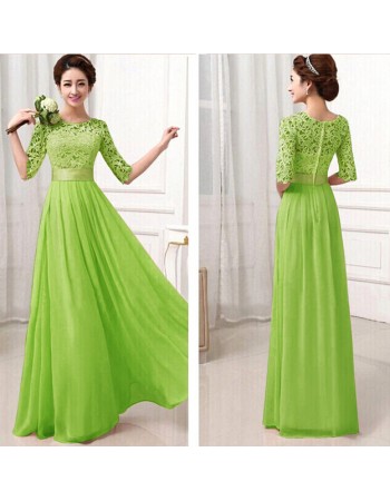 Green Floral Lace Hollow Maxi Evening Dress M2311c