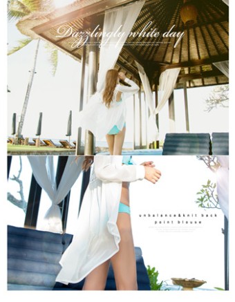 White floral embroidery beachwear M5317