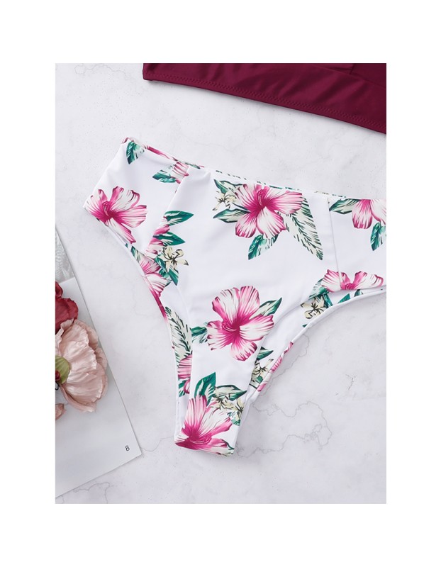 Printed Strap Two Piece Swimsuit Set Sexy Bikini Woman Swimwear A2205