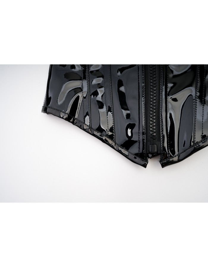 PU Zipper Waist Belt Sexy Leather Bustier Short Shapewear For Women Corset AM21983