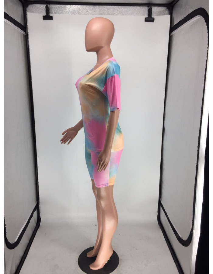Tie Dye Printed 2 Piece Set Women Casual Outfits M8555