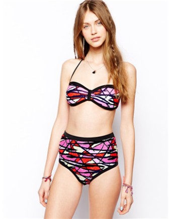Colorful high waist bikini  M5365
