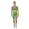 Sexy Tube Top Trendy Crop Top And Pants Solid Two Piece Set Short Set M050