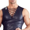 Men Faux Leather Sexy Sleeveless Stretch Slim Tops N801