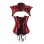 Retro Shiny Metallic Faux Leather Corset Set Women Overbust Bustier Femme Punk Clothing WK2304b