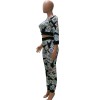 New Appreal Sexy Crop Top Combines With Women 2 Piece Sport Print Suit Sets