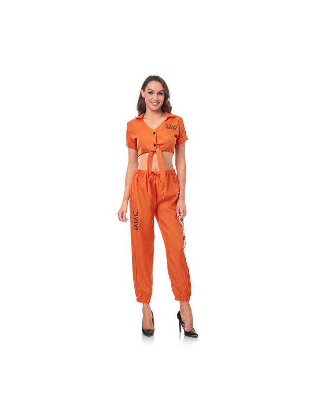 Adult Prison Uniform Women Police Costume Props Halloween Rave Party Dress SM016