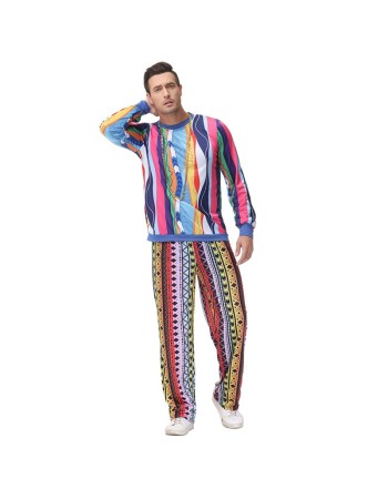 Halloween Adult Men Retro 70s Disco Hip Hop Hippie Bar Show Costume MS1687