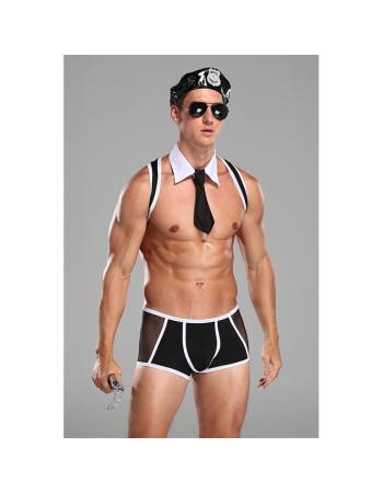Police Uniform Costume Cosplay Men Black Underwear Sexy Suit Lingerie 20209